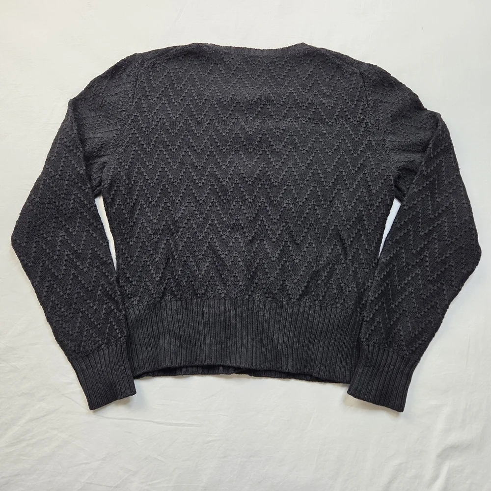 Vintage Michael Simon Embellished Knit‎ Cardigan Black Floral Applique Sweater L